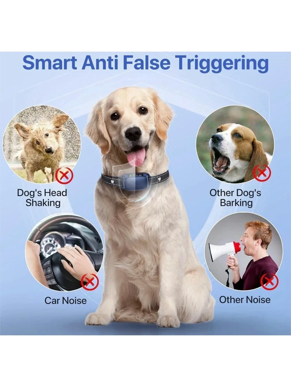 Dog Bark Collar with 8 Sensitivity Levels and 3 Modes